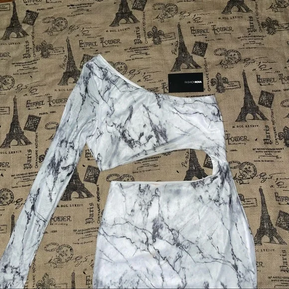 Fashion Nova NWT! Rare Marble Mesh Mini White/Black Dress Size M - Picture 5 of 10
